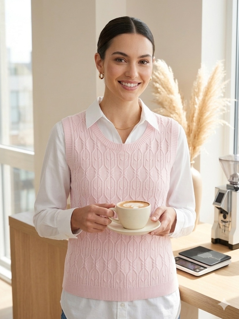 Pink Cable-Knit Sweater Vest - Women's Layering Knit- Croft & Barrow Large